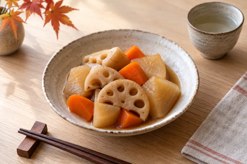 れんこん、大根、にんじんの煮物