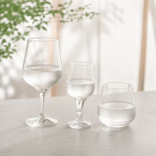日本酒をグラスで楽しむ様子