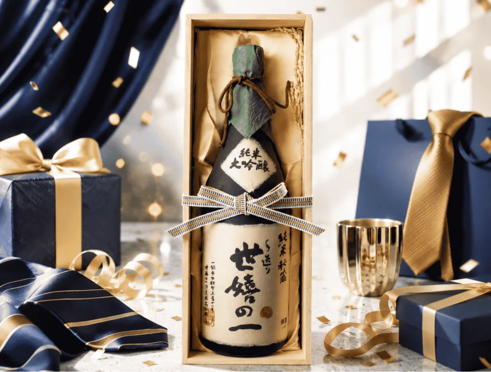 桐箱に入った純米大吟醸原酒 秘蔵の一升瓶