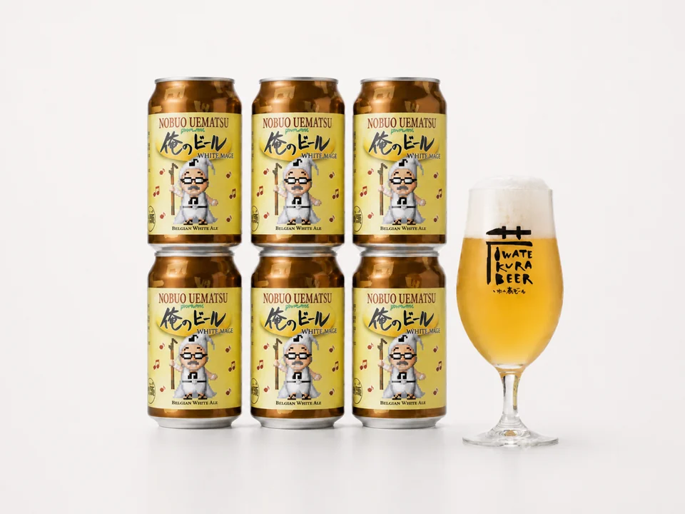 WHITE MAGE 6缶とビールを注いだグラス