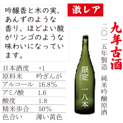 激レア】9年古酒 純米吟醸原酒 720ml ギフトパンフレット（古酒祭り第3